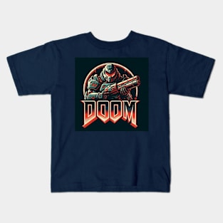 Doom Guy with Gun Up. Kids T-Shirt